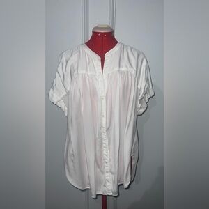 Lou & Gray for Loft Women's White Button-Up Top size XL